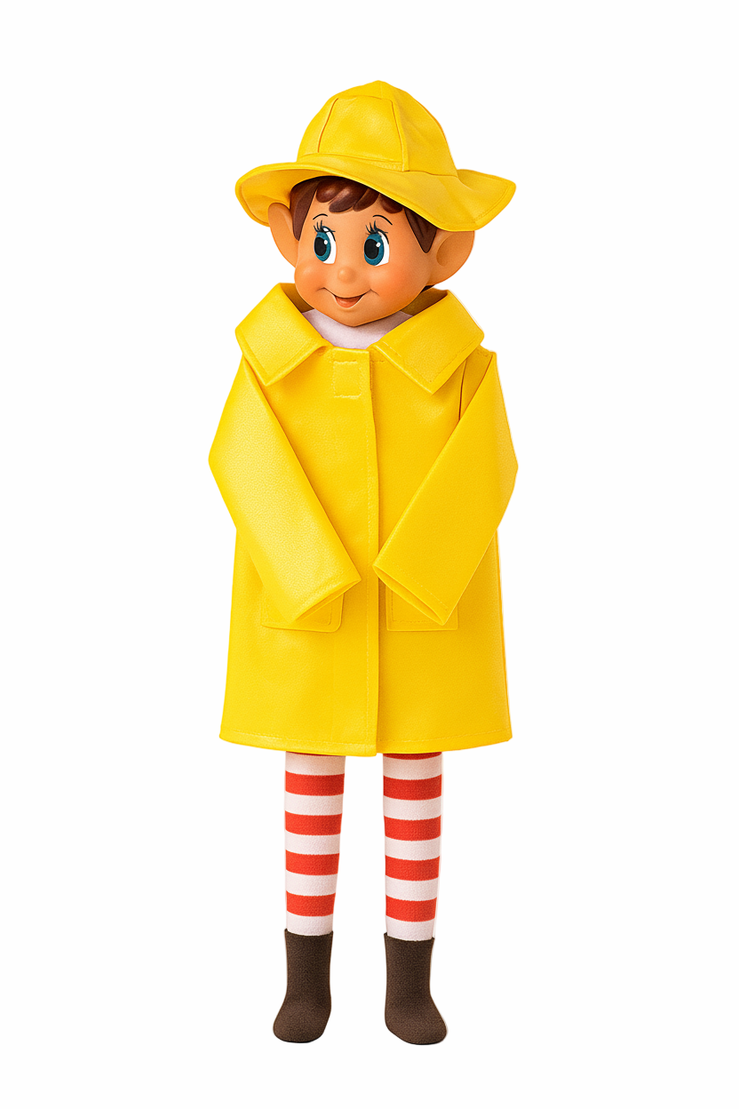Mini costume for yellow raincoat elf