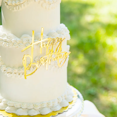Adorno para pastel oro Happy Birthday