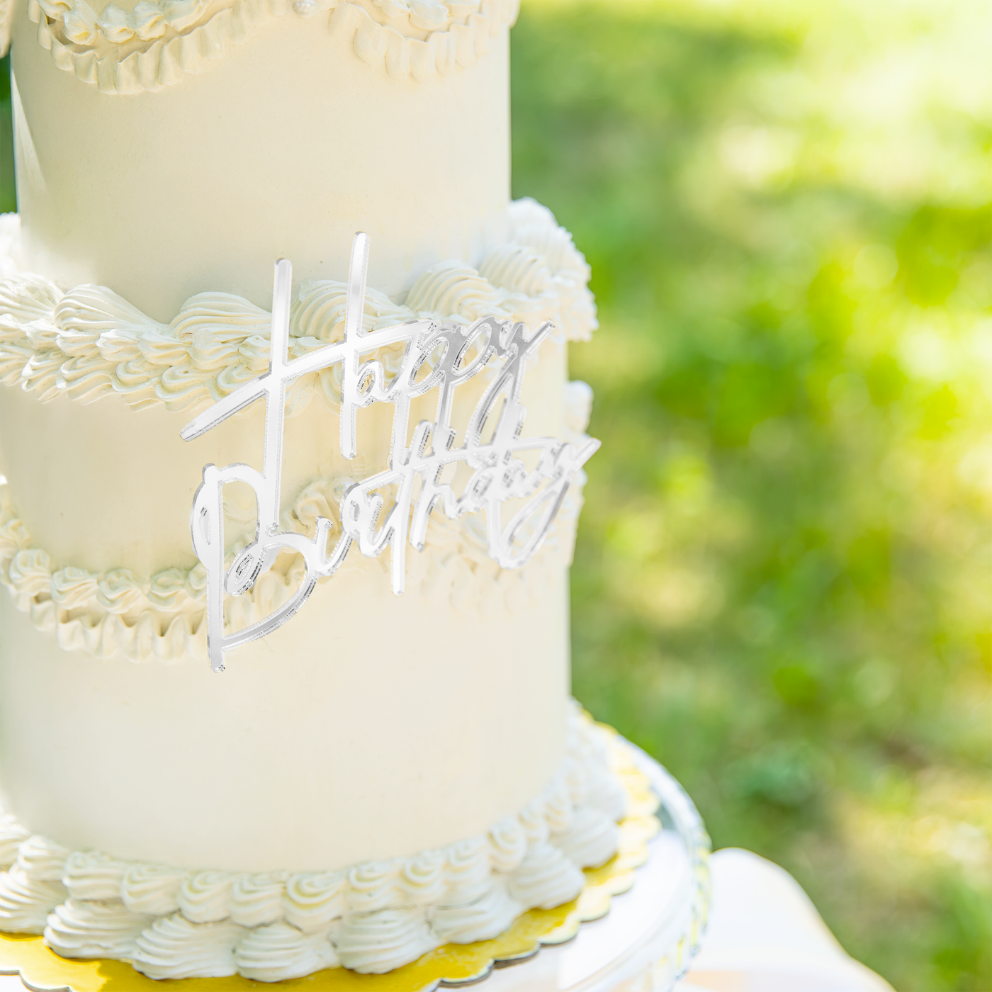 Adorno para pastel plata Happy Birthday