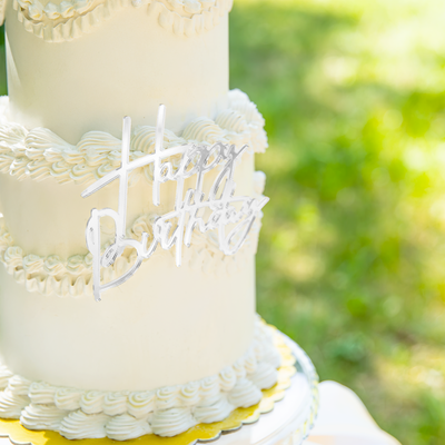 Adorno para pastel plata Happy Birthday