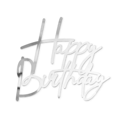 Adorno para pastel plata Happy Birthday