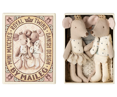 Ratoncitos gemelos reales en caja de cerillas Maileg