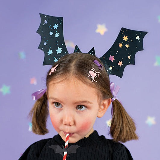 DIY iridescent bat Halloween headband / 4 pcs.