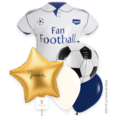 Bouquet balloons White football shirt inflated with helium