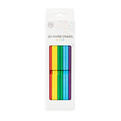 Rainbow mix paper straws / 10 pcs.