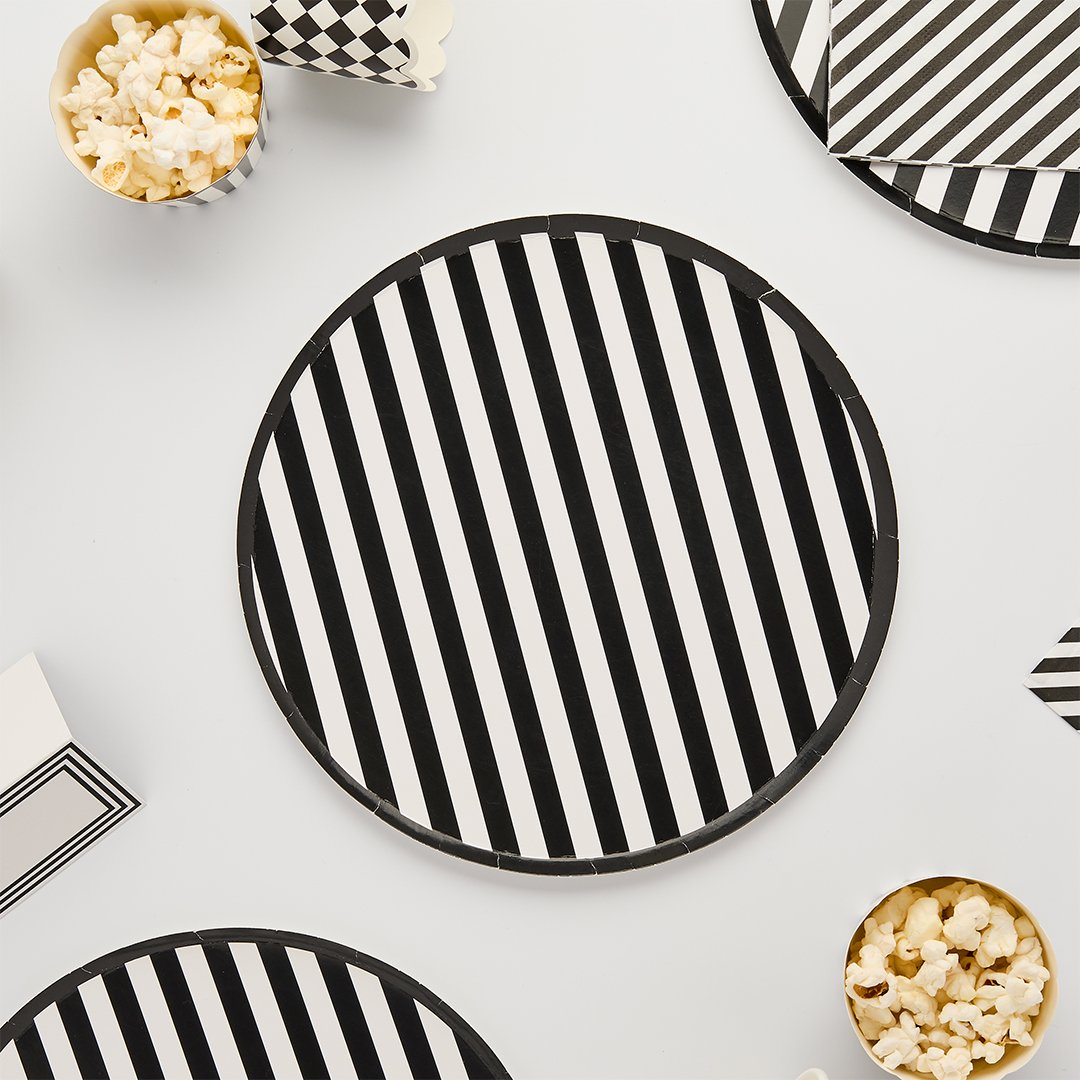 Monochrome striped plate/ 8 pcs.