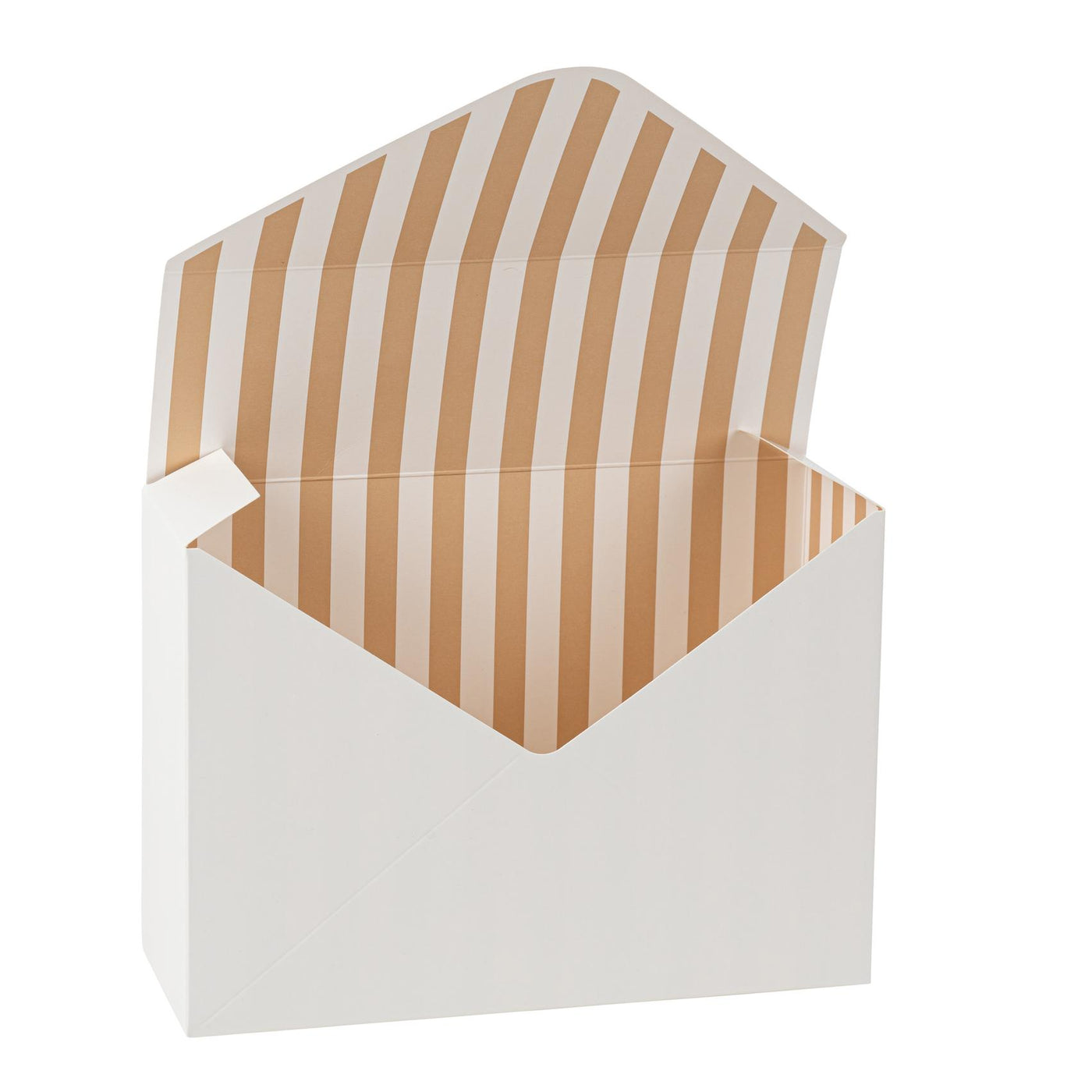 Caja Regalo Rayas Bicolor Cartón Crema y Camel 20x14x7cm