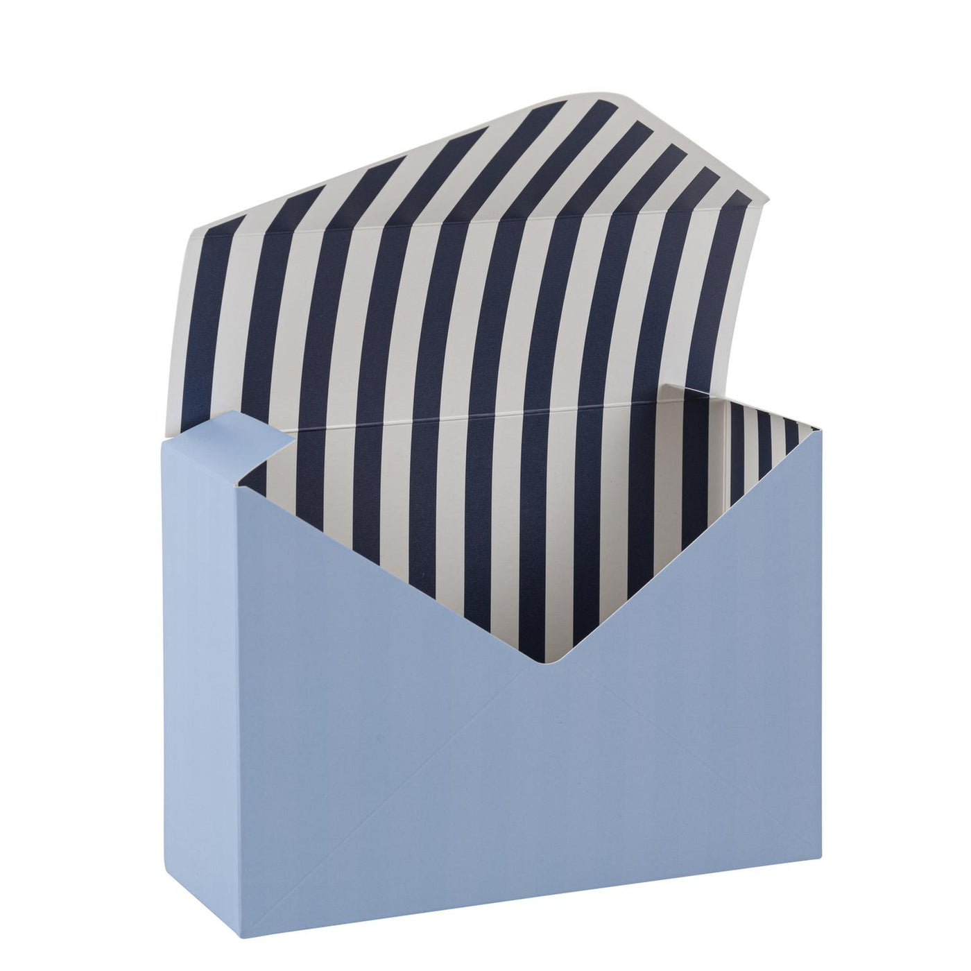 Caja Regalo Rayas Bicolor Cartulina Azul Tormenta y Azul Marino 20x14x7cm