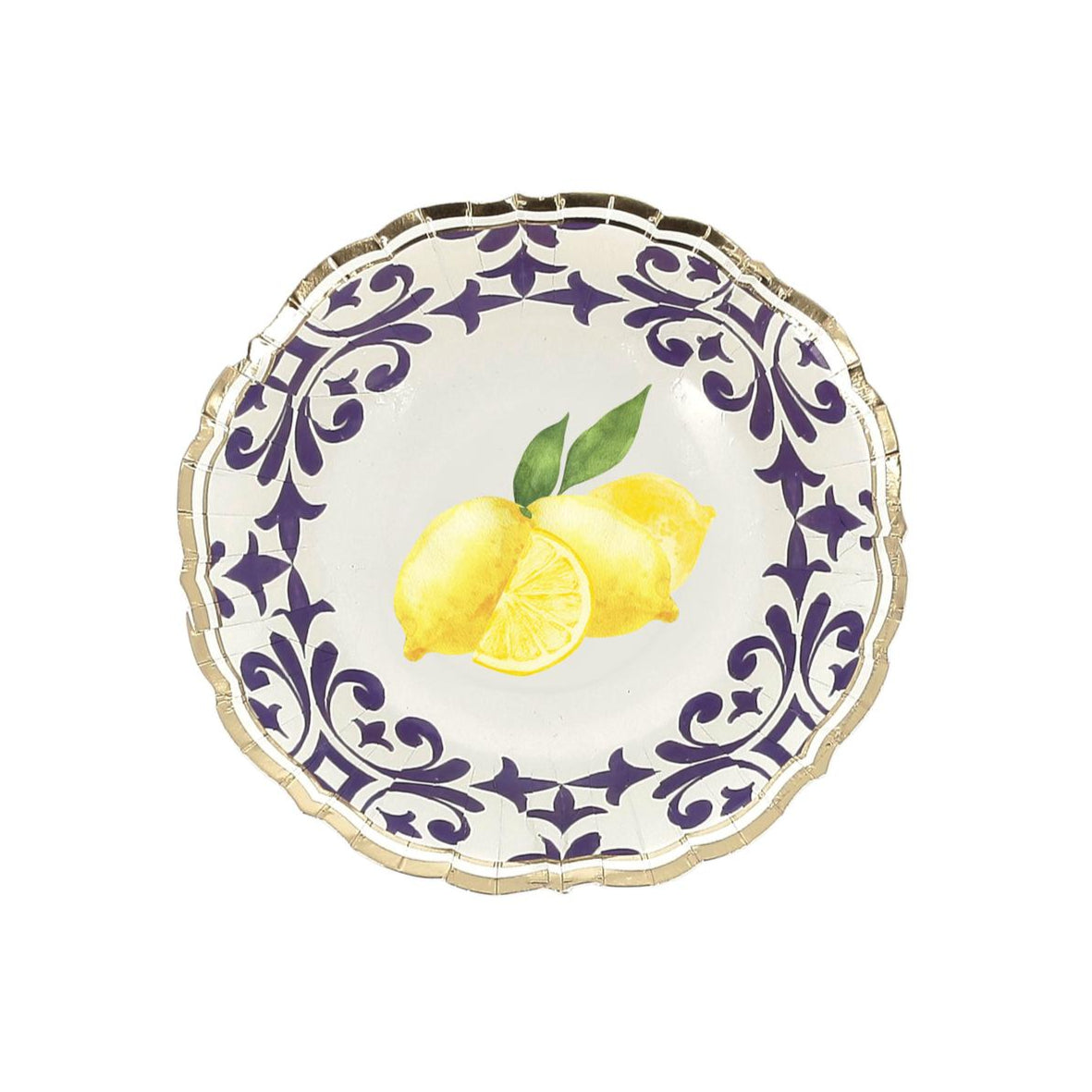 cuencos de cartón Dolce Vita Lemons azul real, amarillo, blanco y dorado ø13,5cm