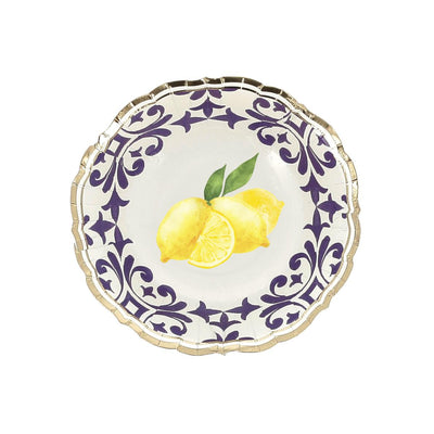 cuencos de cartón Dolce Vita Lemons azul real, amarillo, blanco y dorado ø13,5cm