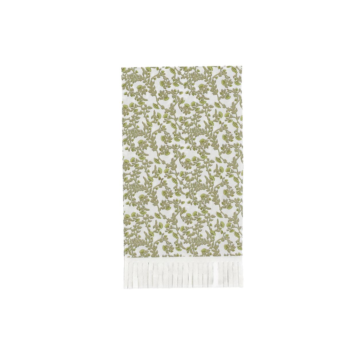 Olive flower fringed napkins / 16 pcs.