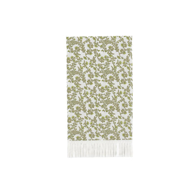 Olive flower fringed napkins / 16 pcs.