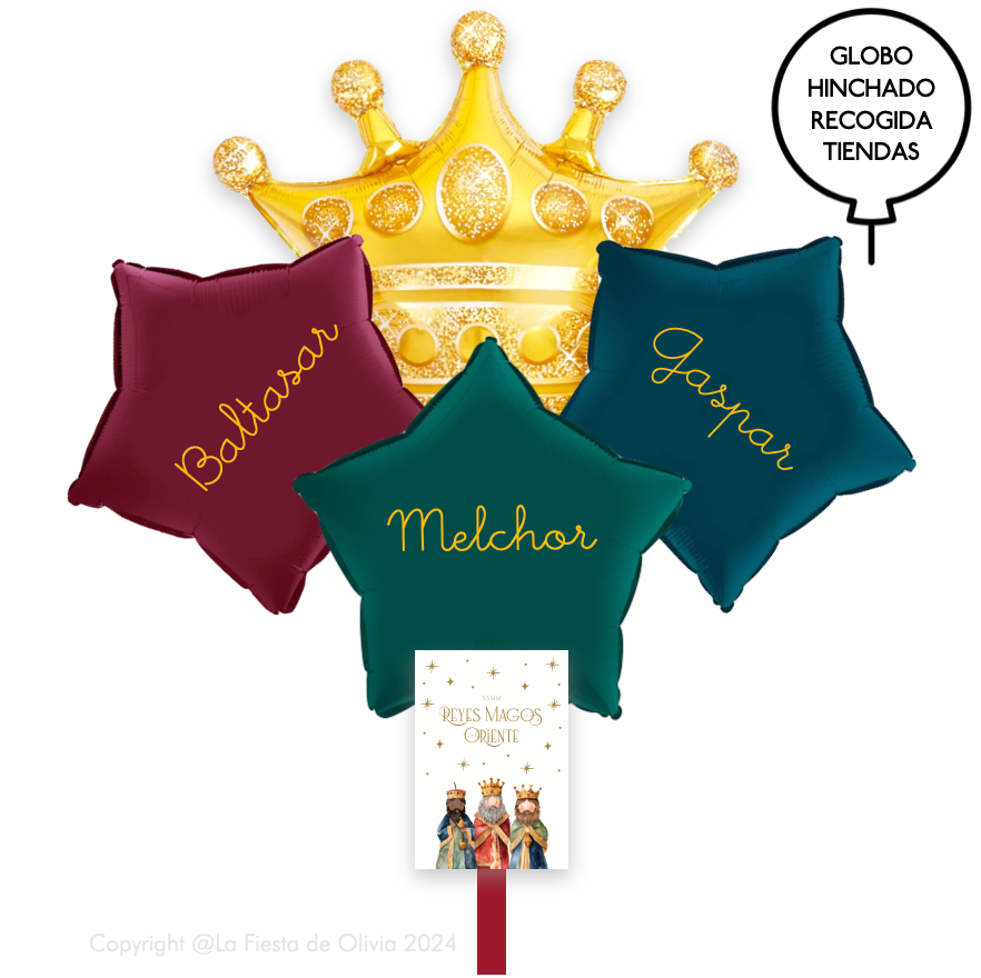 Bouquet XL globos Reyes Magos Deluxe hinchados con helio