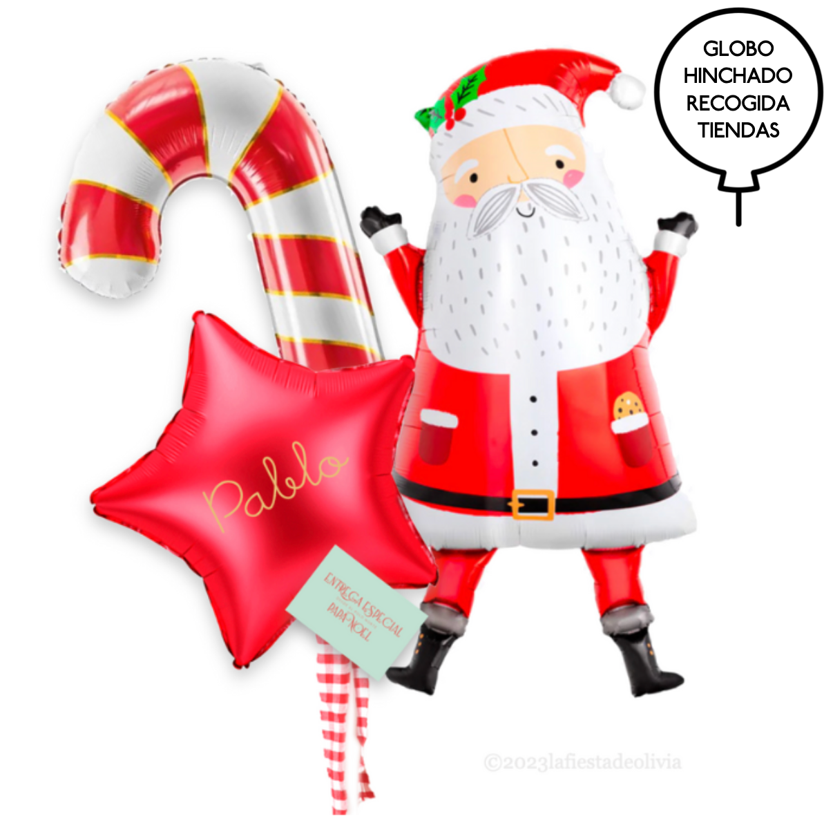Bouquet globo estrella PAPÁ NOEL CANDY ROJO HELIO