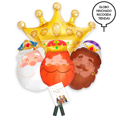 Bouquet of crown and king balloons inflated with helium