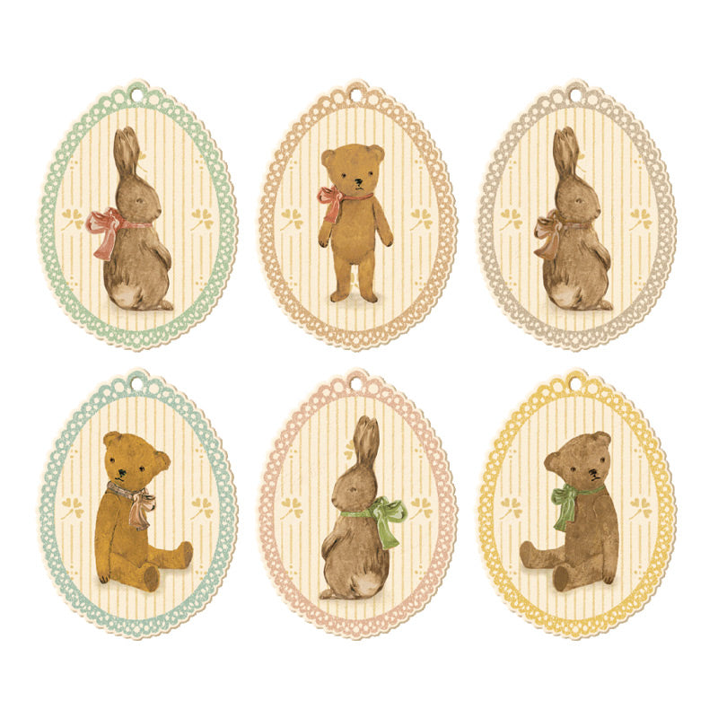 Bunnies and teddy bears gift tags / 12 pcs.