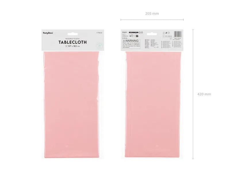 Basic light pink synthetic reusable tablecloth
