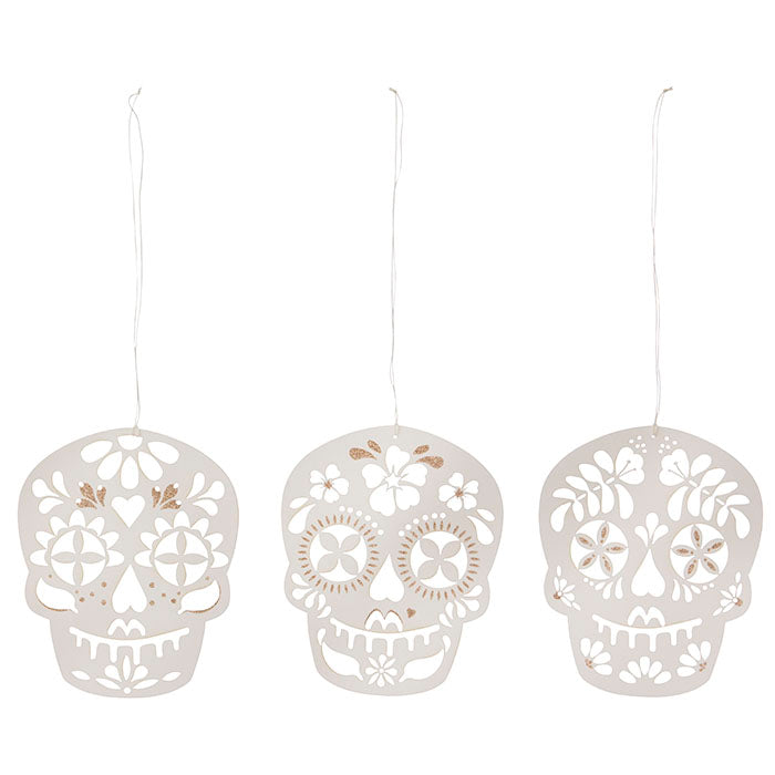Adornos papel y glitter SKULL / 3 uds.
