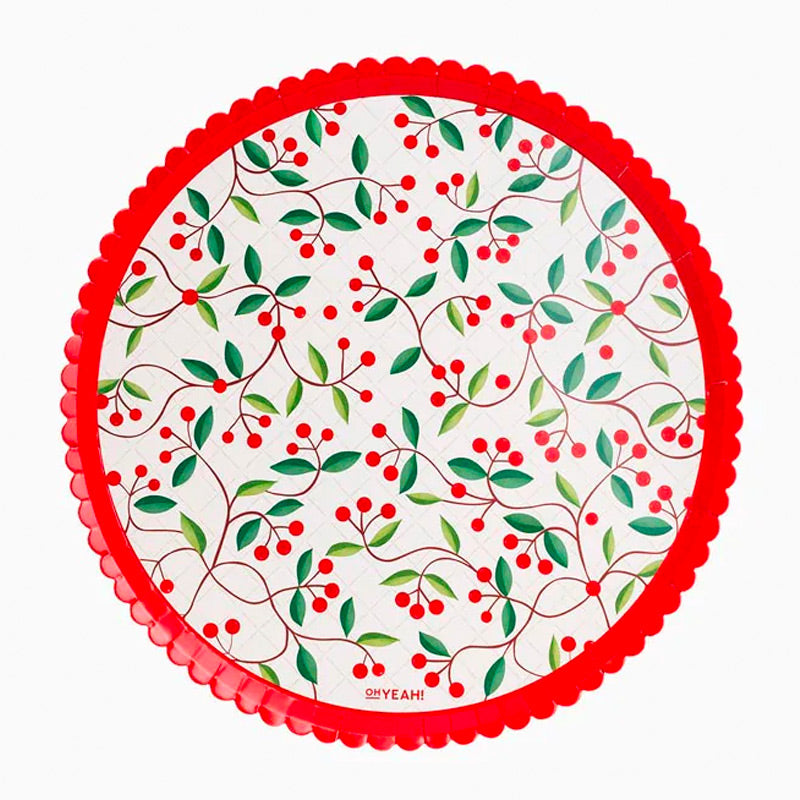 Large basic Christmas Holly plate / 6 pc.