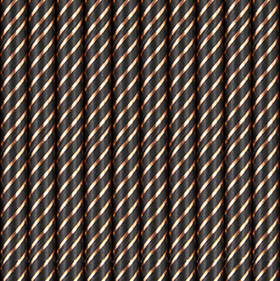 Pajitas negras con rayas oro rosa / 10 uds.