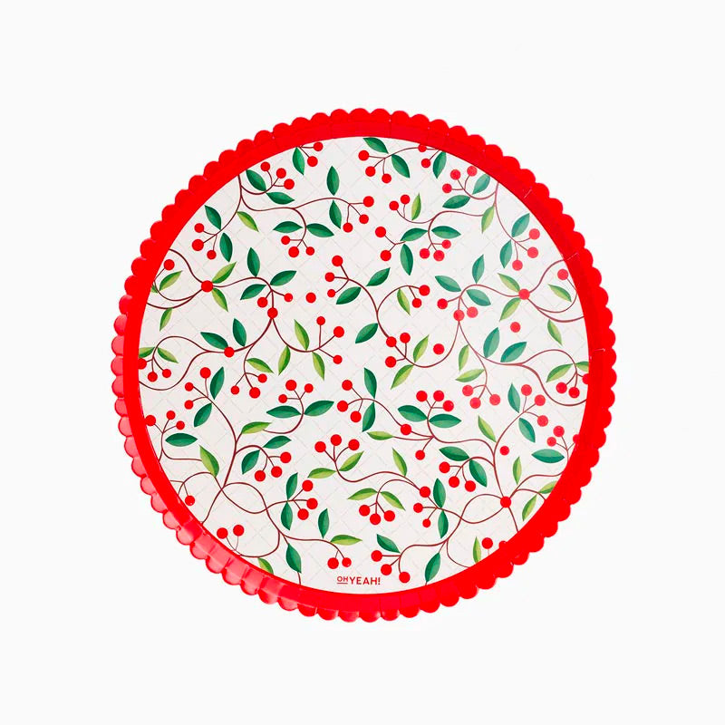 Small basic Christmas Holly plate / 8 pc.