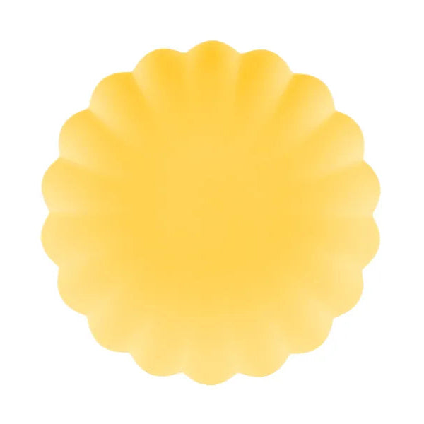 Plato de plástico festonado amarillo basic / 4 uds.