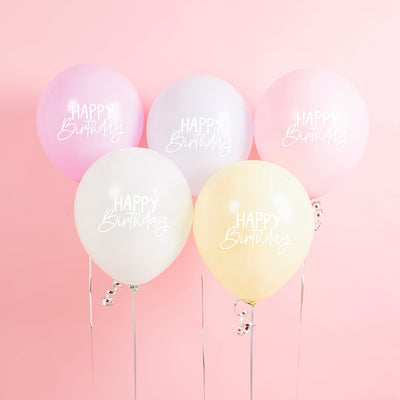 Pastel Happy Birthday Balloons Kit / 12 pcs.