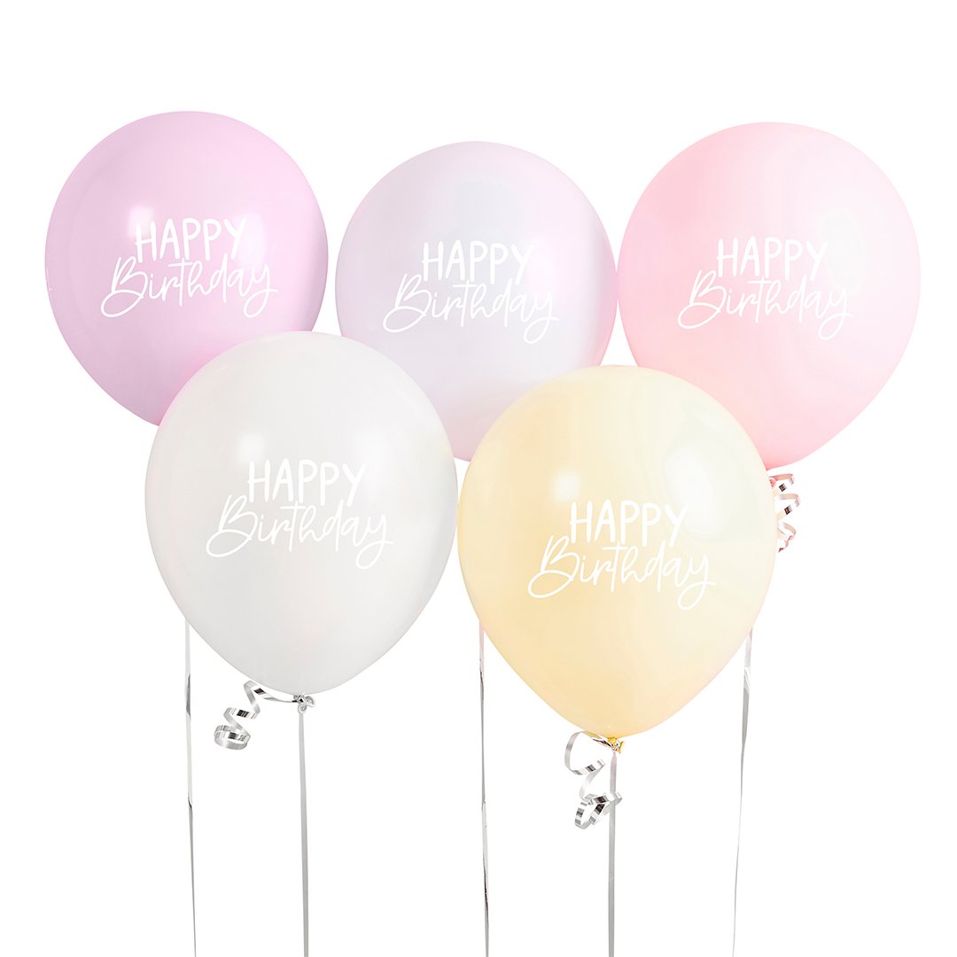 Pastel Happy Birthday Balloons Kit / 12 pcs.