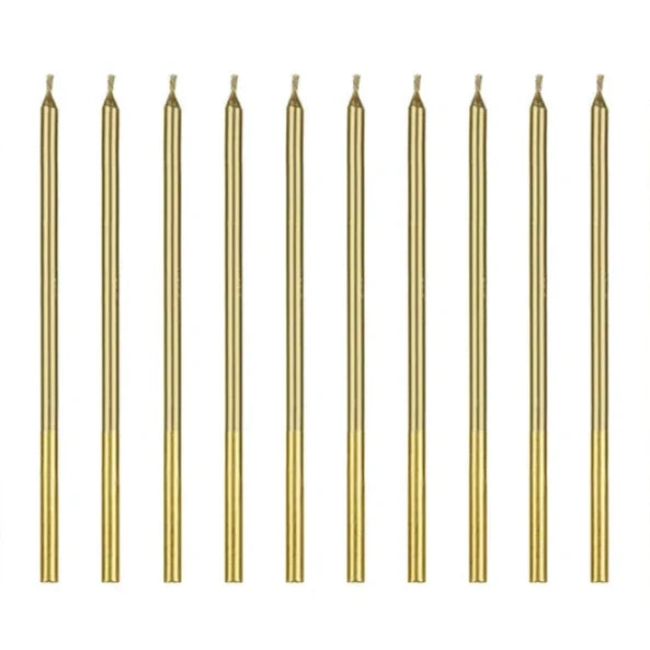 Basic two-tone gold long candles / 12 units.