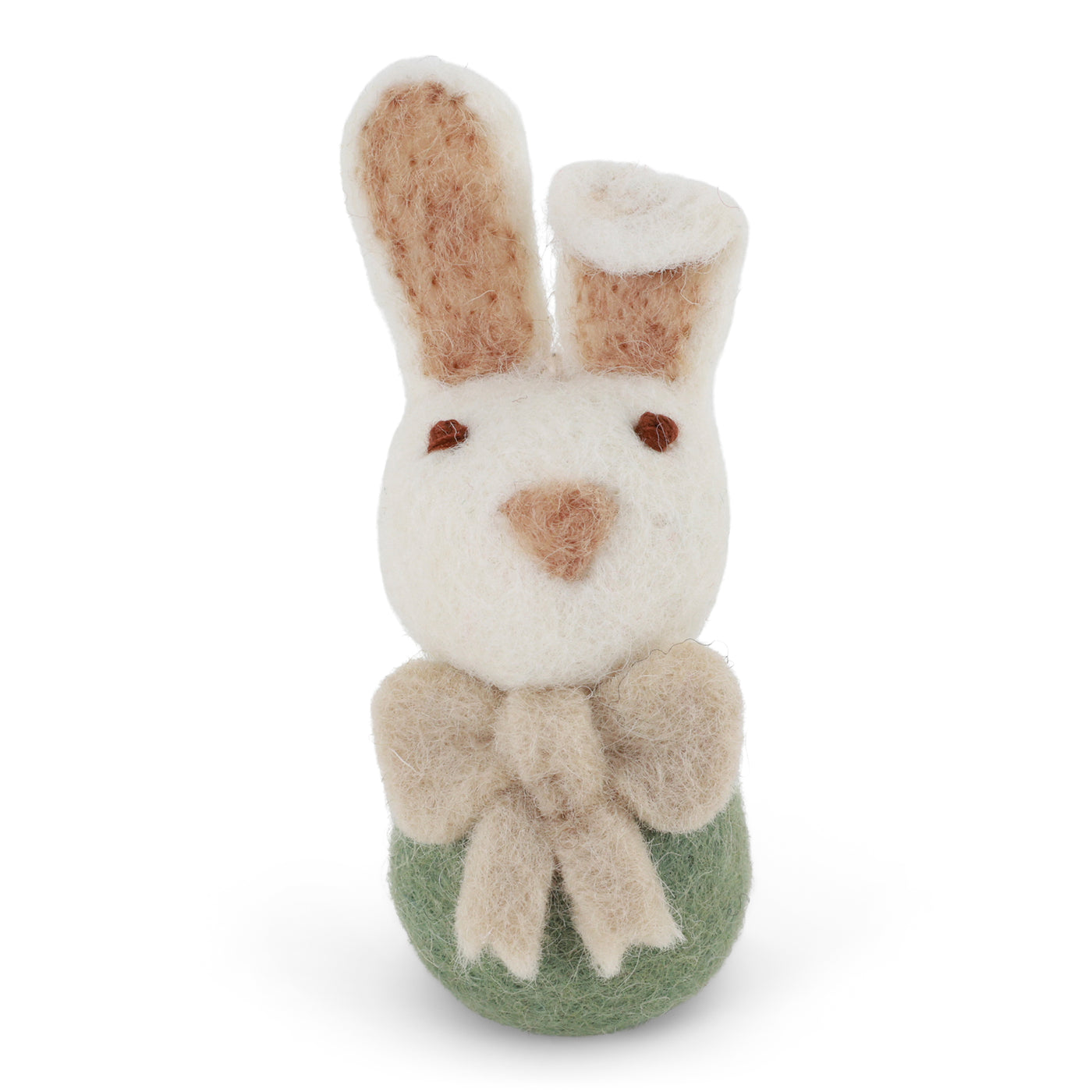 Felt bunny and green egg ornament with bow