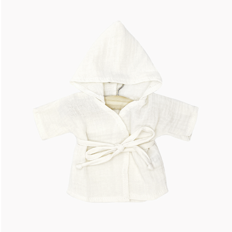 White cotton bathrobe for Minikane Baby doll