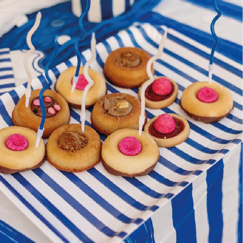 Blue striped tray