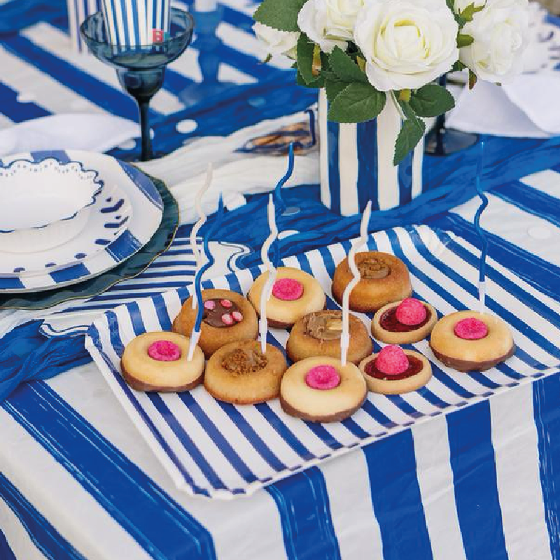 Blue striped tray