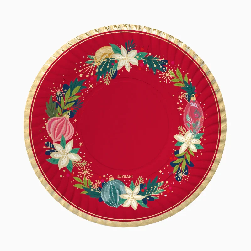 Round cardboard tray with crown and decorations / 2 pcs.