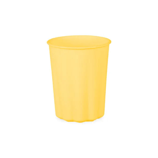 Basic yellow scalloped plastic cup / 4 pcs.