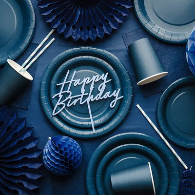 Basic navy blue paper cups / 6 pcs