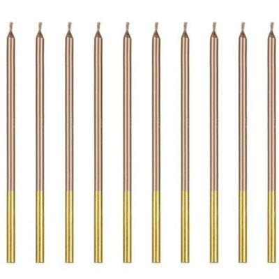 Velas largas bicolor oro rosegold basic / 12 ud.