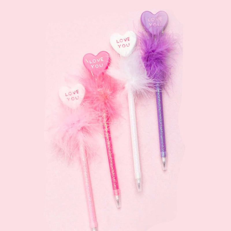 Heart pen and feathers I Love you