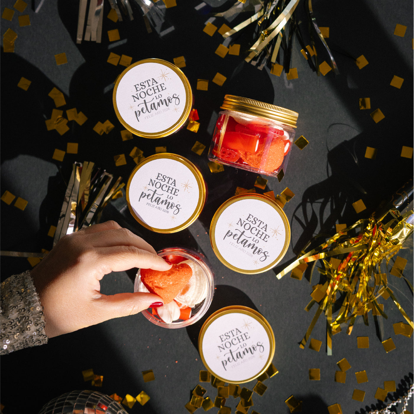 Bote golosinas nochevieja 2026 "Esta noche lo petamos"