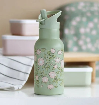 Stainless bottle green flowers