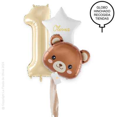 Bouquet globos OSITO BEIGE hinchados con helio