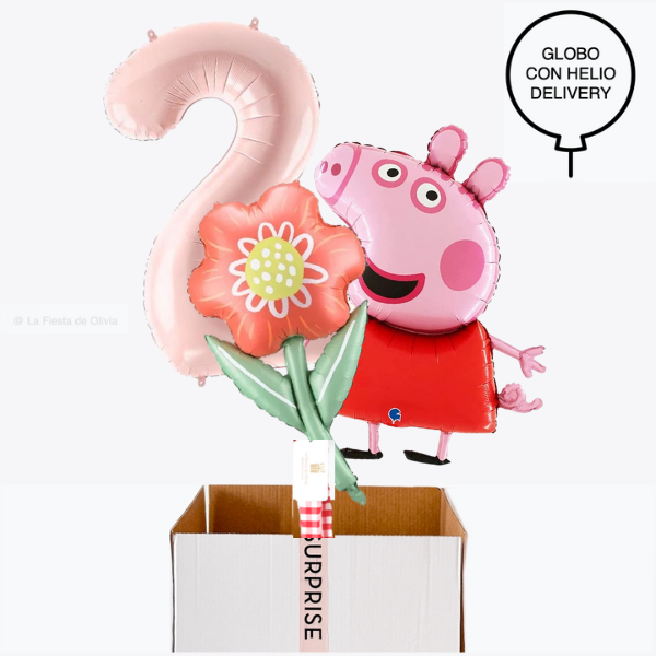 Bouquet of inflated balloons for Peppa Pig birthday