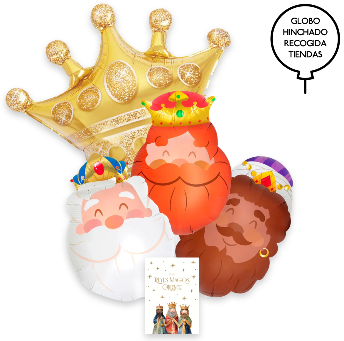 Bouquet of crown and king balloons inflated with helium