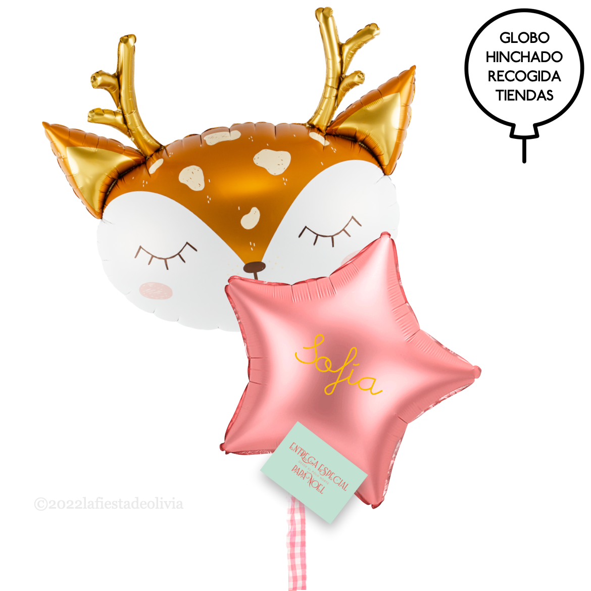 Bouquet M rosegold reindeer balloons inflated with helium