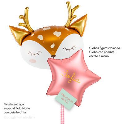 Bouquet M rosegold reindeer balloons inflated with helium