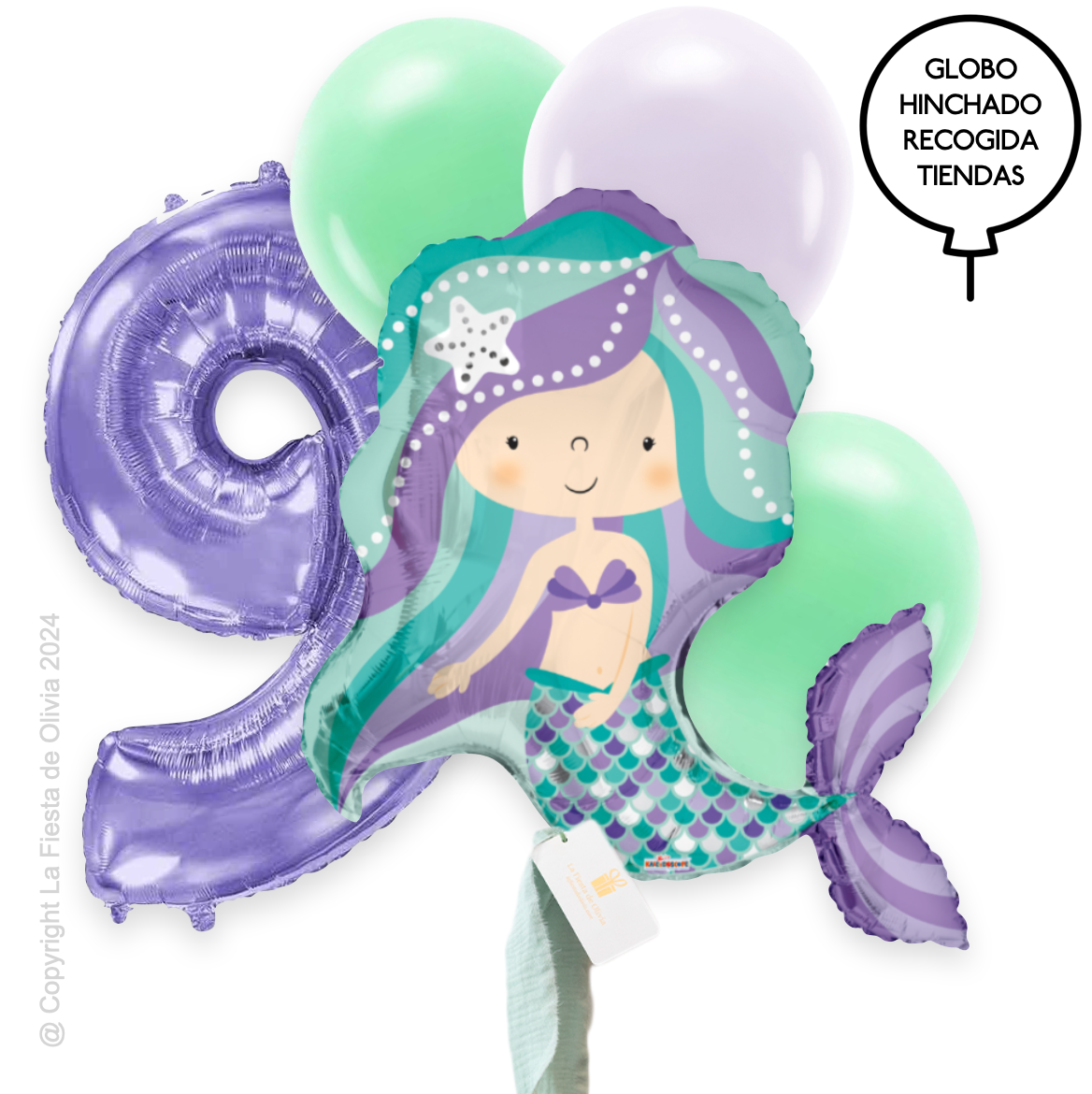 Bouquet globos SIRENA hinchados con helio