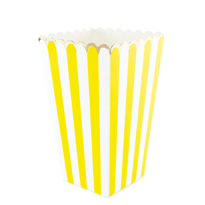 Yellow striped popcorn box / 8 units.