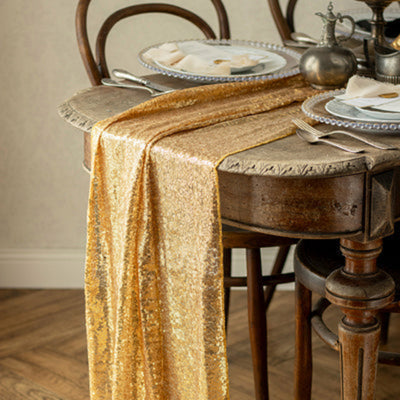 Gold sequined table runner
