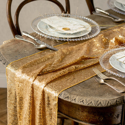 Gold sequined table runner