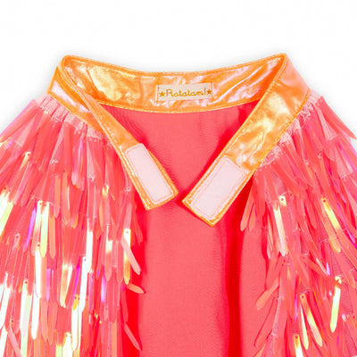 Coral sequin cape